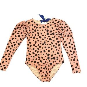 Pink and Black Polka Dot Long Sleeve Leotard